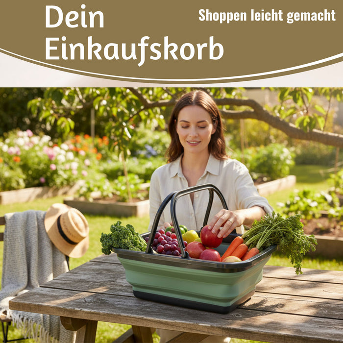Flexibler Einkaufskorb 10L 38x28cm faltbar mit Griff Faltkorb Wassereimer Camping