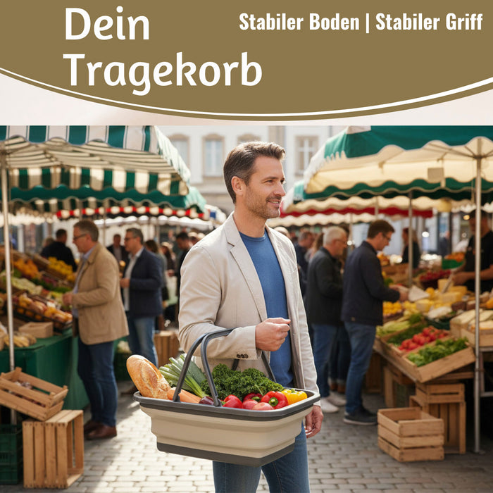 Flexibler Einkaufskorb 10L 38x28cm faltbar mit Griff Faltkorb Wassereimer Camping