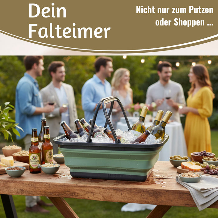Flexibler Einkaufskorb 10L 38x28cm faltbar mit Griff Faltkorb Wassereimer Camping