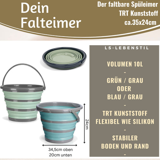 Flexibler Putzeimer 10L 35x24cm faltbar mit Griff Falteimer Wassereimer Camping
