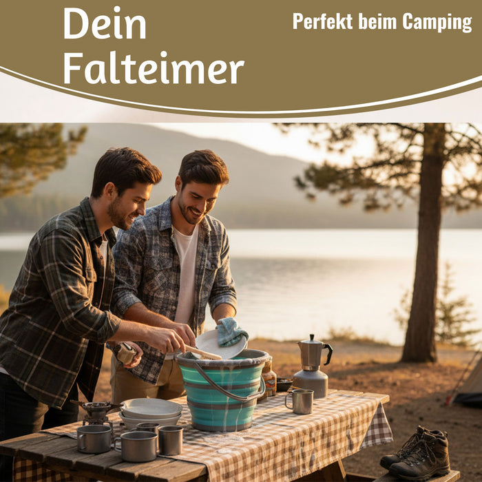 KI-generiertes Bild,Flexibler Putzeimer 10L 35x24cm faltbar mit Griff Falteimer Wassereimer Camping