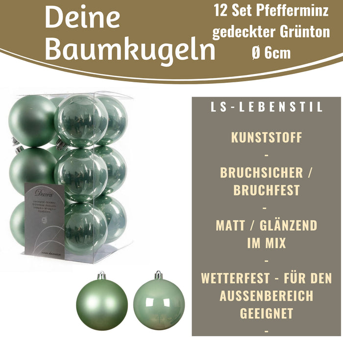 KI-generiertes Bild,12 Design Weihnachtskugeln 6cm Brandy Set Kunststoff Weihnachtsbaum-Deko