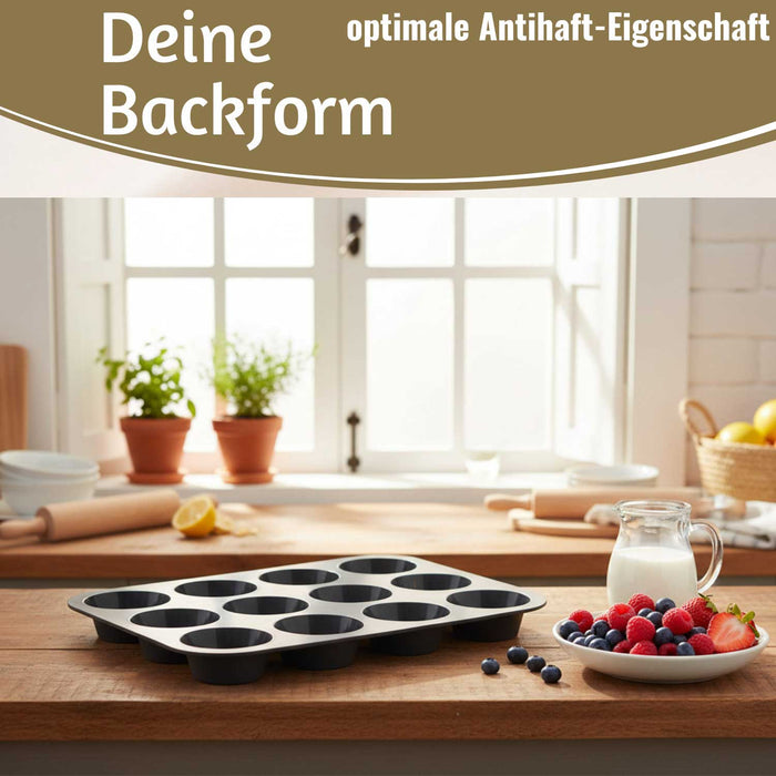 KI-generiertes Bild,2x 12´er Silikon Muffinform Set Cupcake Brownie Muffinblech