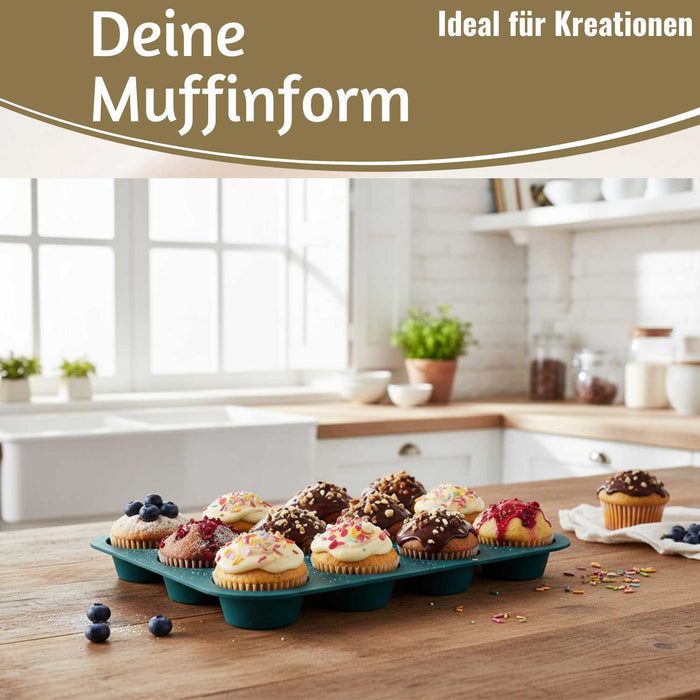 KI-generiertes Bild,2x 12´er Silikon Muffinform Set Cupcake Brownie Muffinblech