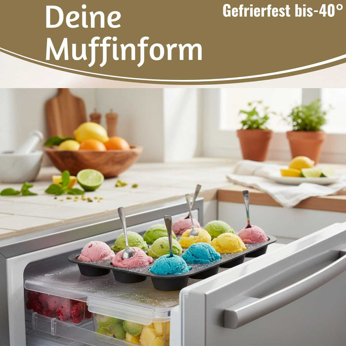 KI-generiertes Bild,2x 12´er Silikon Muffinform Set Cupcake Brownie Muffinblech