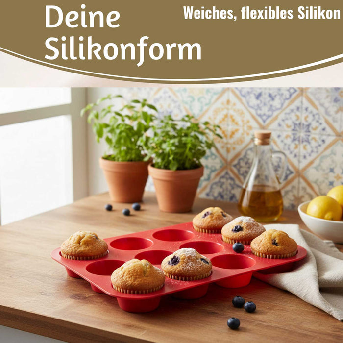 KI-generiertes Bild,2x 12´er Silikon Muffinform Set Cupcake Brownie Muffinblech