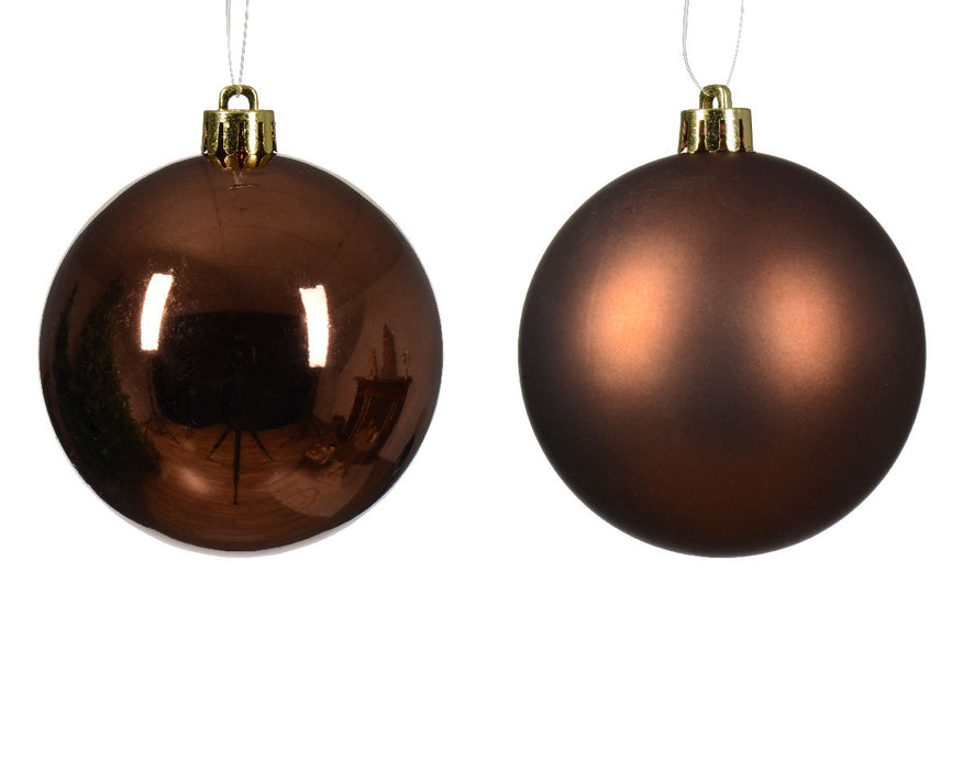 12 Design Weihnachtskugeln 6cm Braun Espresso Set Kunststoff Weihnachtsbaum-Deko