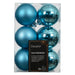 12 Design Weihnachtskugeln 6cm Folk Blue Set Kunststoff Weihnachtsbaum-Deko