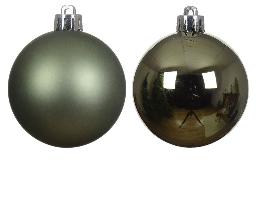 12 Design Weihnachtskugeln 6cm Grün Rosmarin Set Kunststoff Weihnachtsbaum-Deko