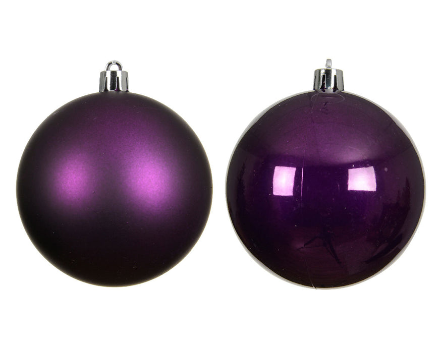 12 Design Weihnachtskugeln 6cm Feige Lila Set Kunststoff Weihnachtsbaum-Deko