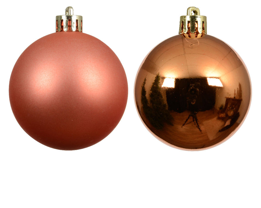 12 Design Weihnachtskugeln 6cm Orange Set Kunststoff Weihnachtsbaum-Deko