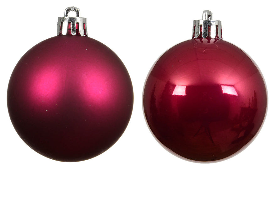 12 Design Weihnachtskugeln 6cm Festive Pink Set Kunststoff Weihnachtsbaum-Deko