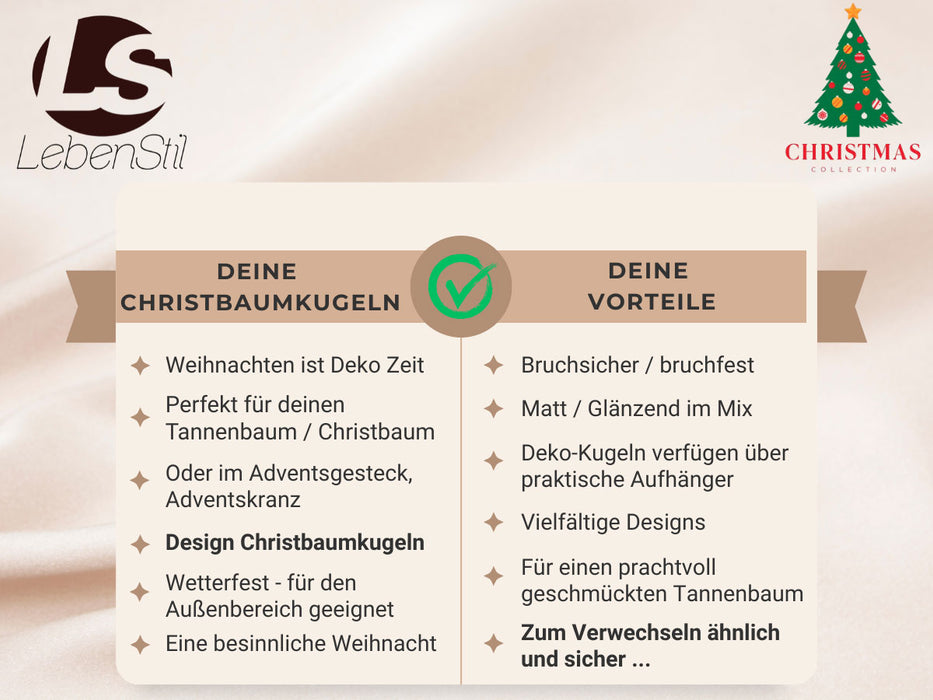 12 Design Weihnachtskugeln 6cm Folk Blue Set Kunststoff Weihnachtsbaum-Deko