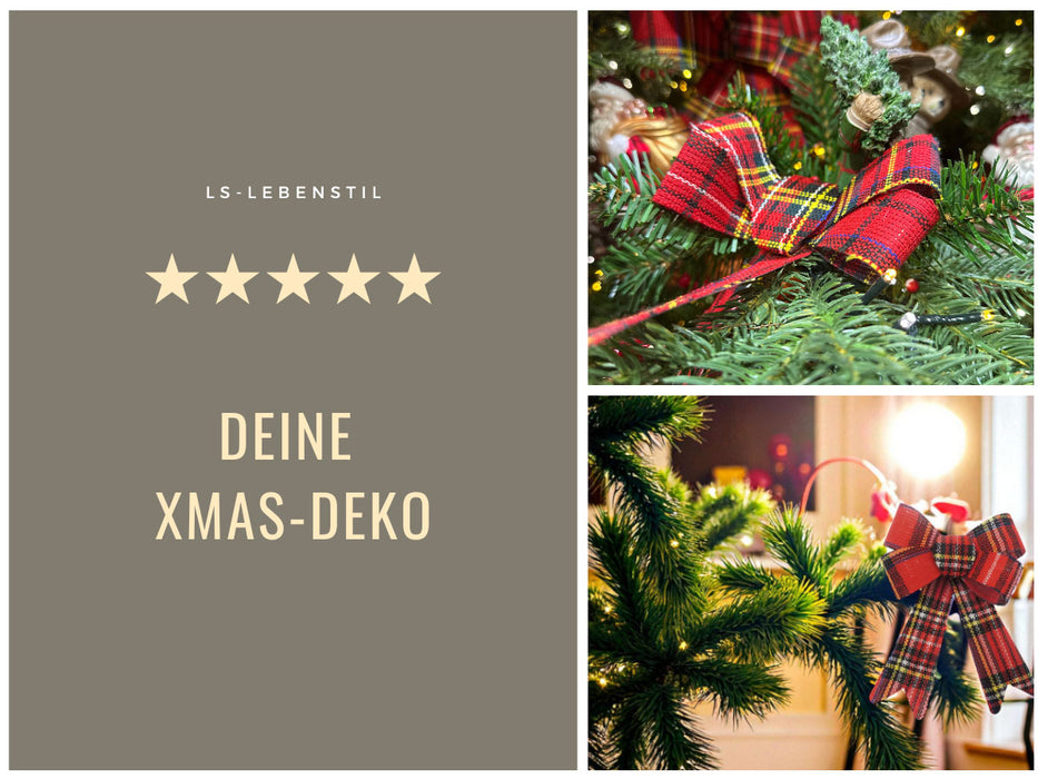 2x XL Weihnachtsschleife Set 17cm Kariert Schleife für Weihnachts-Deko