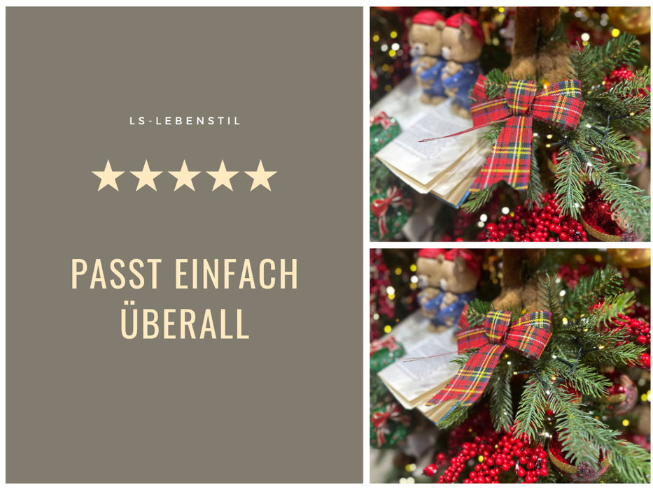 2x XL Weihnachtsschleife Set 17cm Kariert Schleife für Weihnachts-Deko