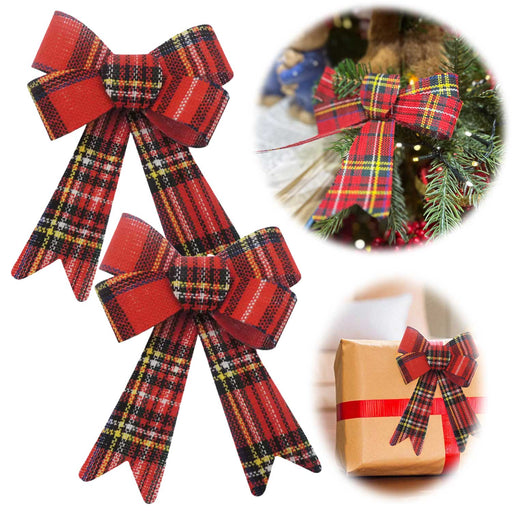 2x XL Weihnachtsschleife Set 17cm Kariert Schleife für Weihnachts-Deko