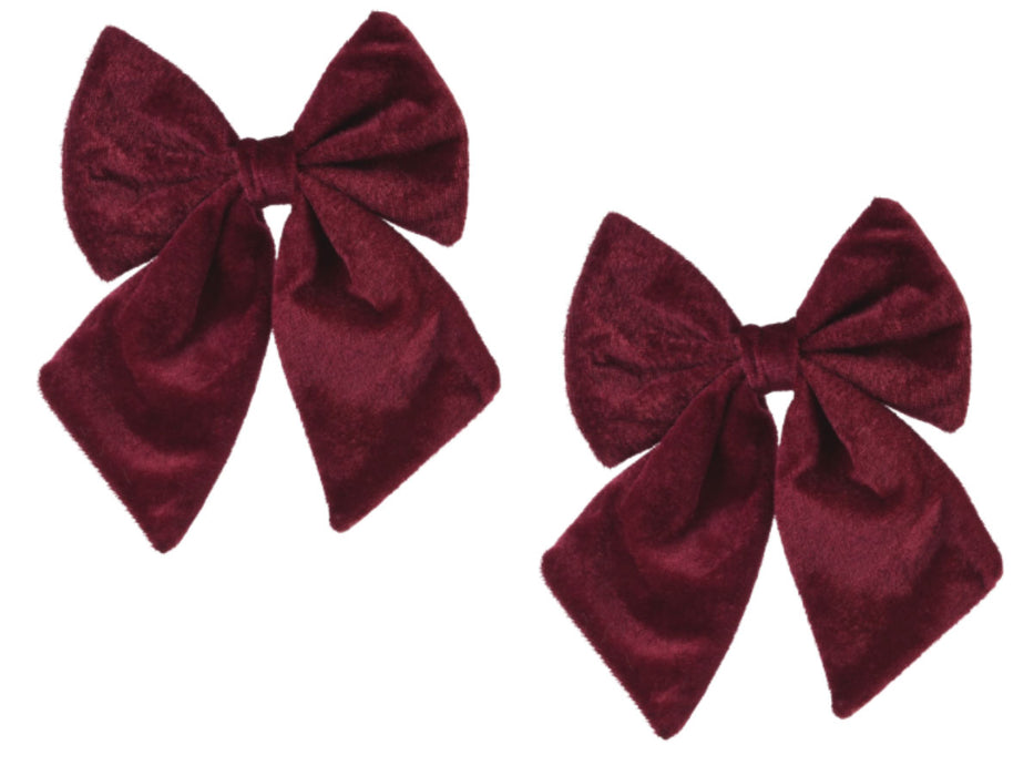 2x XL Weihnachtsschleife Set 17cm Samt Rot Bordeaux Schleife für Weihnachts-Deko