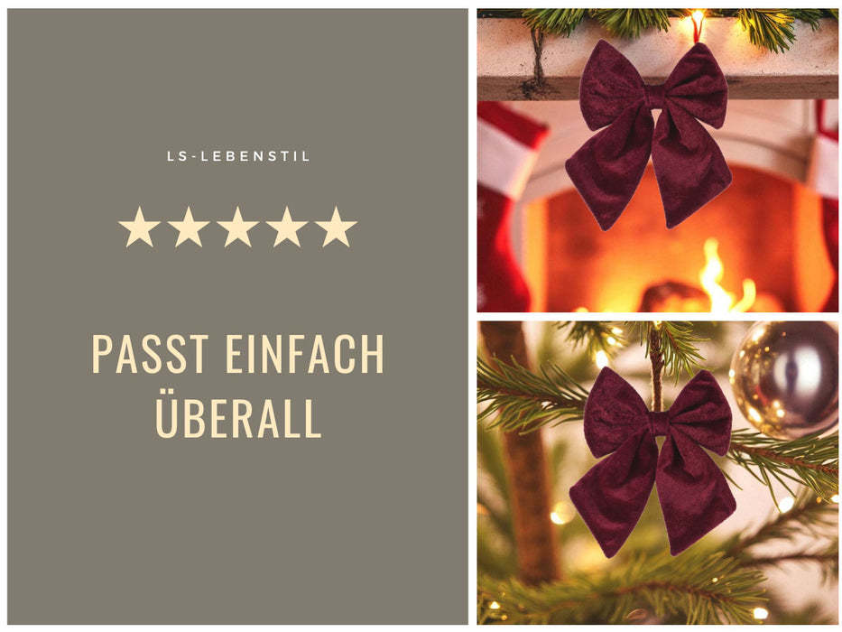 2x XL Weihnachtsschleife Set 17cm Samt Rot Bordeaux Schleife für Weihnachts-Deko