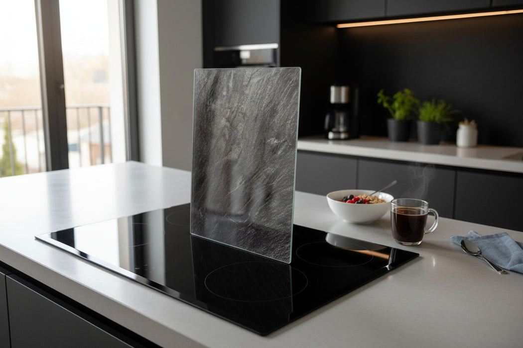 2´er Set Glas Herdabdeckplatten Schiefer 52x30cm Glasschneidebrett Schneidebrett