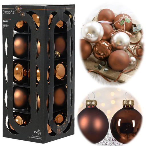 18-20 Design Glas Weihnachtskugeln 6cm Braun Espresso Christbaum Dekokugel