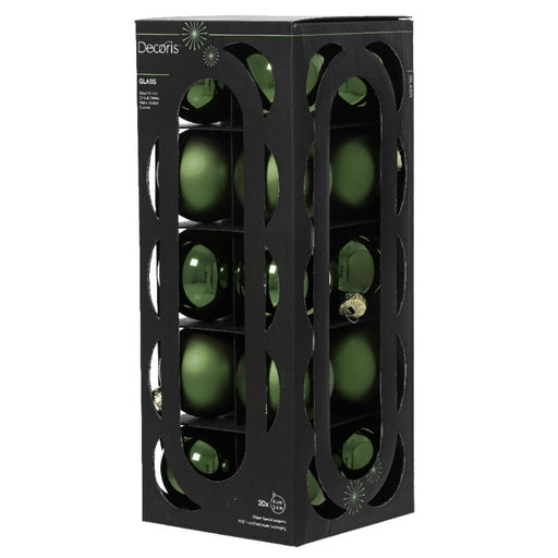 18-20 Design Glas Weihnachtskugeln 6cm Grün Pinie Christbaum Dekokugel