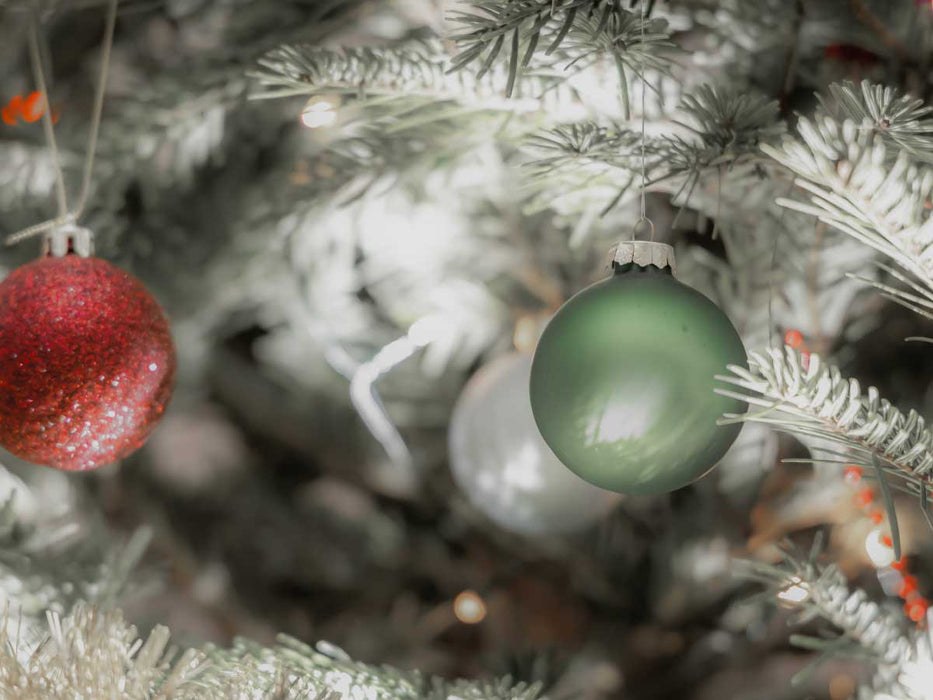 18-20 Design Glas Weihnachtskugeln 6cm Grün Rosmarin Christbaum Dekokugel