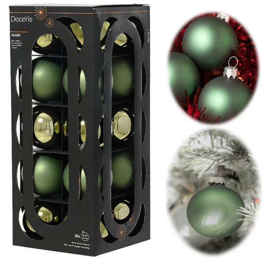 18-20 Design Glas Weihnachtskugeln 6cm Grün Rosmarin Christbaum Dekokugel