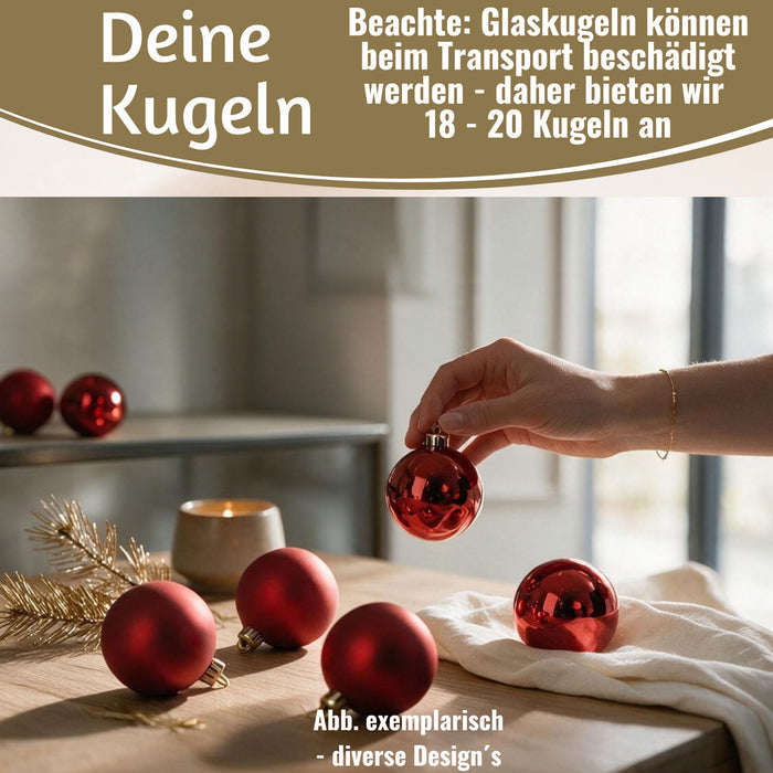 KI-generiertes Bild,18-20 Design Glas Weihnachtskugeln 6cm Grün Pinie Christbaum Dekokugel