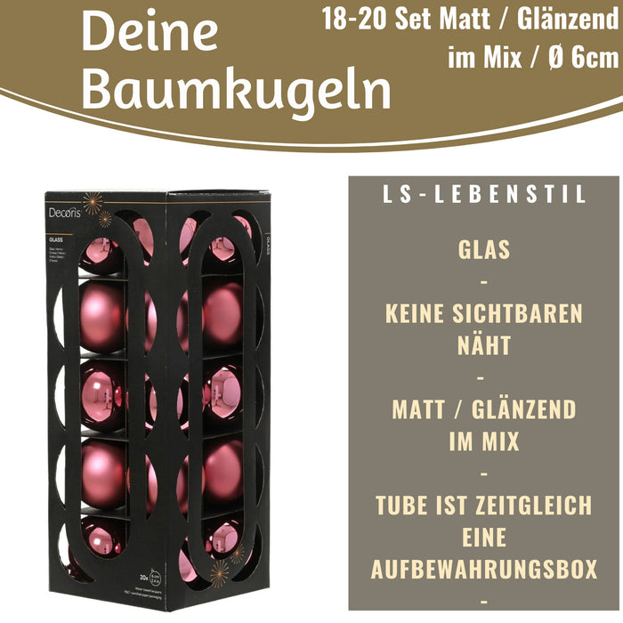 KI-generiertes Bild,18-20 Design Glas Weihnachtskugeln 6cm Blütenrosa Christbaum Dekokugel