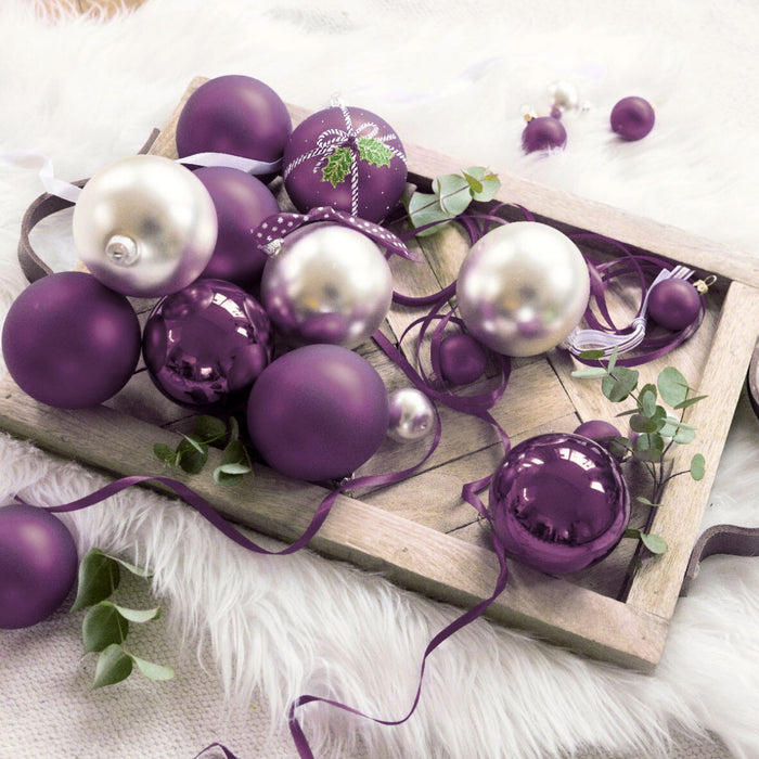 18-20 Design Glas Weihnachtskugeln 6cm Lila Feige Christbaum Dekokugel