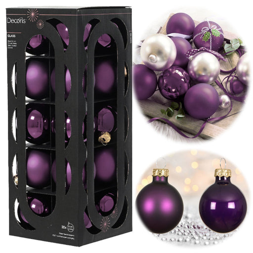 18-20 Design Glas Weihnachtskugeln 6cm Lila Feige Christbaum Dekokugel