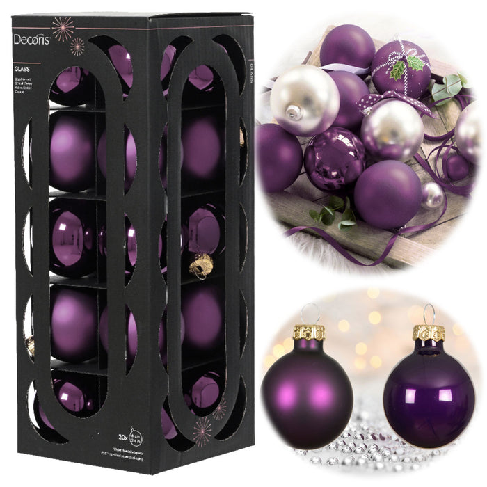 18-20 Design Glas Weihnachtskugeln 6cm Lila Feige Christbaum Dekokugel