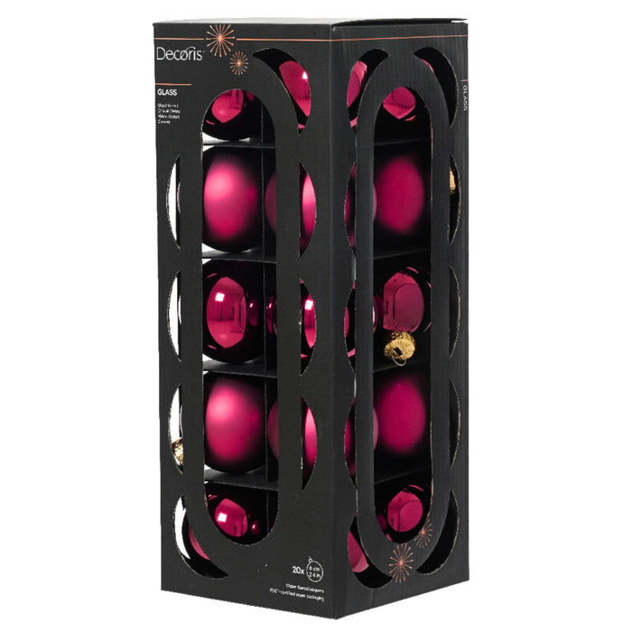 KI-generiertes Bild,18-20 Design Glas Weihnachtskugeln 6cm Festive Pink Christbaum Dekokugel