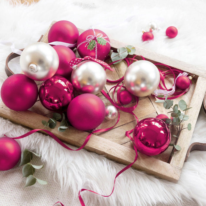 18-20 Design Glas Weihnachtskugeln 6cm Festive Pink Christbaum Dekokugel
