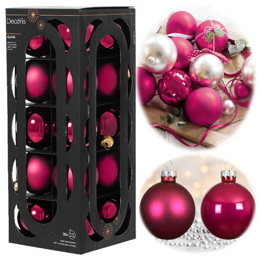 18-20 Design Glas Weihnachtskugeln 6cm Festive Pink Christbaum Dekokugel