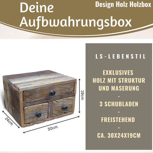 KI-generiertes Bild,Vintage Aufbwahrungsbox 30cm Schubladenbox Holzbox Ordnungsbox