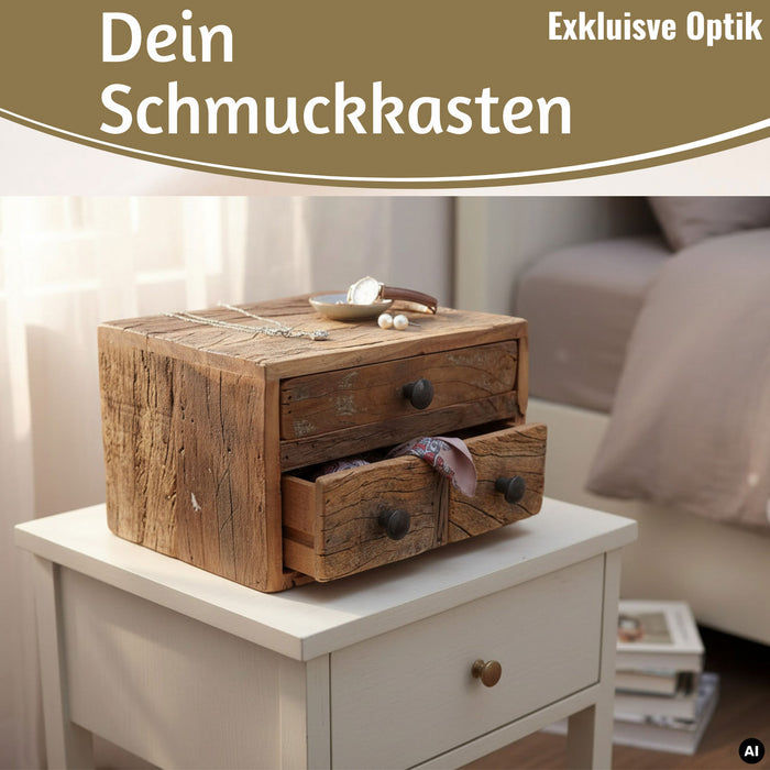 KI-generiertes Bild,Vintage Aufbwahrungsbox 30cm Schubladenbox Holzbox Ordnungsbox