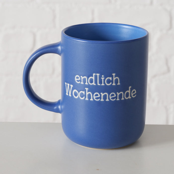 3x Jumbo Kaffeebecher 420ml Set Spruch "Wochenende" XXL Henkelbecher Kaffeetasse
