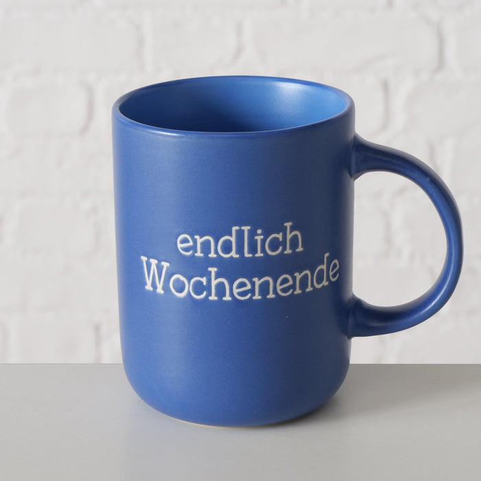3x Jumbo Kaffeebecher 420ml Set Spruch "Wochenende" XXL Henkelbecher Kaffeetasse
