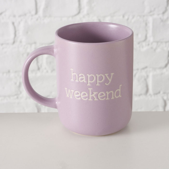 3 Jumbo Kaffeebecher 420ml Set Spruch "Weekend" XXL Henkelbecher Kaffeetasse