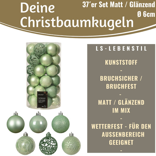 KI-generiertes Bild,12 Design Weihnachtskugeln 6cm Brandy Set Kunststoff Weihnachtsbaum-Deko