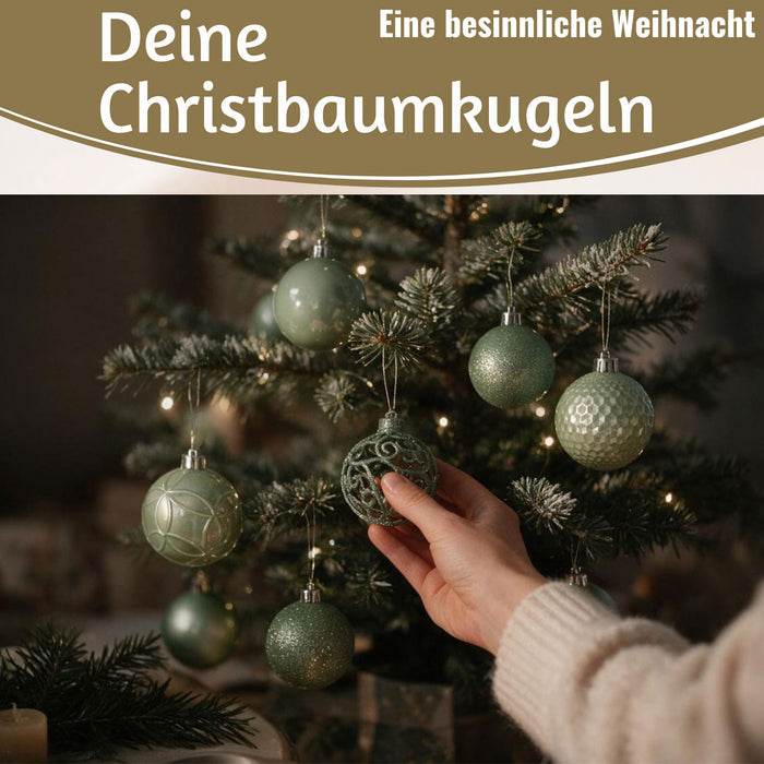KI-generiertes Bild,12 Design Weihnachtskugeln 6cm Brandy Set Kunststoff Weihnachtsbaum-Deko
