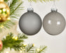 4 XL Glas Weihnachtskugeln 8cm Grau - Warm Grey - Christbaum Dekokugel