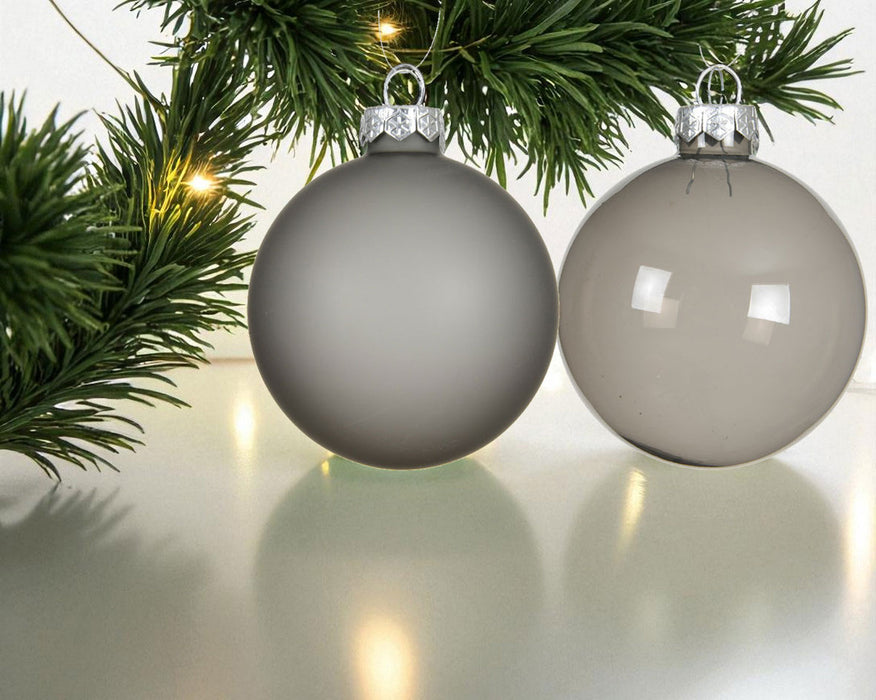 4 XL Glas Weihnachtskugeln 8cm Grau - Warm Grey - Christbaum Dekokugel
