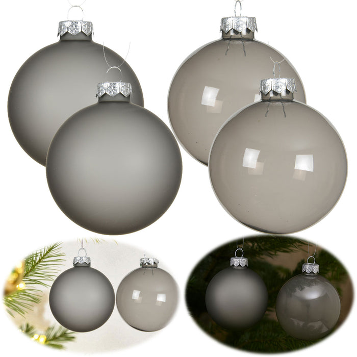 KI-generiertes Bild 4 XL Glas Weihnachtskugeln 8cm Grau - Warm Grey - Christbaum Dekokugel