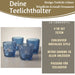 4´er Set Glas Teelichthalter Retro Blau 7cm Teelichtglas Windlicht-Halter