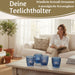 4´er Set Glas Teelichthalter Retro Blau 7cm Teelichtglas Windlicht-Halter