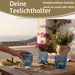 KI-generiertes Bild,4´er Set Glas Teelichthalter Retro Blau 7cm Teelichtglas Windlicht-Halter