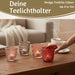 KI-generiertes Bild,4´er Set Glas Teelichthalter Retro Rosa Rose 7cm Teelichtglas Windlicht-Halter