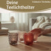 4´er Set Glas Teelichthalter Retro Rosa Rose 7cm Teelichtglas Windlicht-Halter